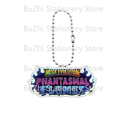 Anime Mega Evolution Acrylic Keychain 5cm – PTCG PKM Cartoon Game Logo Bag Charm Pendant Gift Toy for Boys & Girls Collection