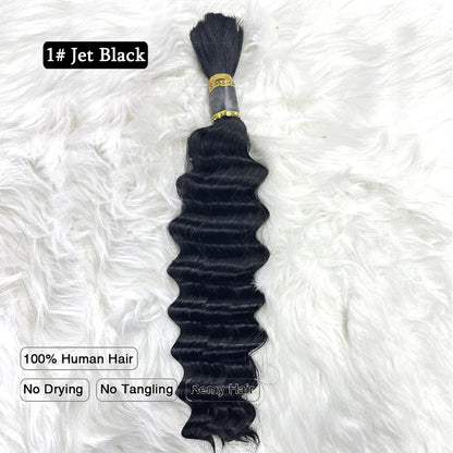 Pre-Colored Brazilian Deep Wave Bulk Human Hair - No Weft, Remy Hair Extensions, 14-28 Inch for Crochet Braids