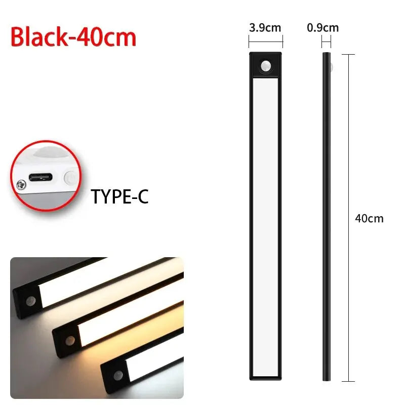 LED Motion Sensor Night Light - Wireless USB Rechargeable Under Cabinet Light for Kitchen, Bedroom & Wardrobe