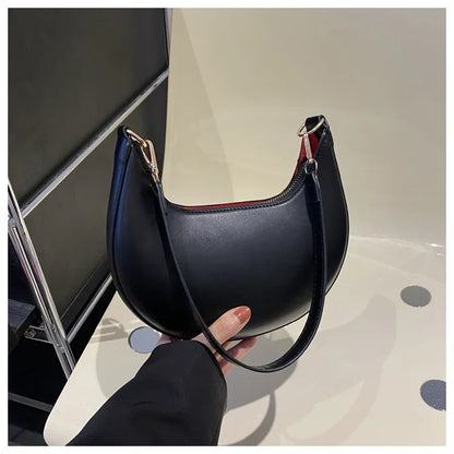 Women’s Moon-Shaped Shoulder Bag – Luxury High-End Baseball Style Elegant Crossbody Handbag Fashionable Lady Purse