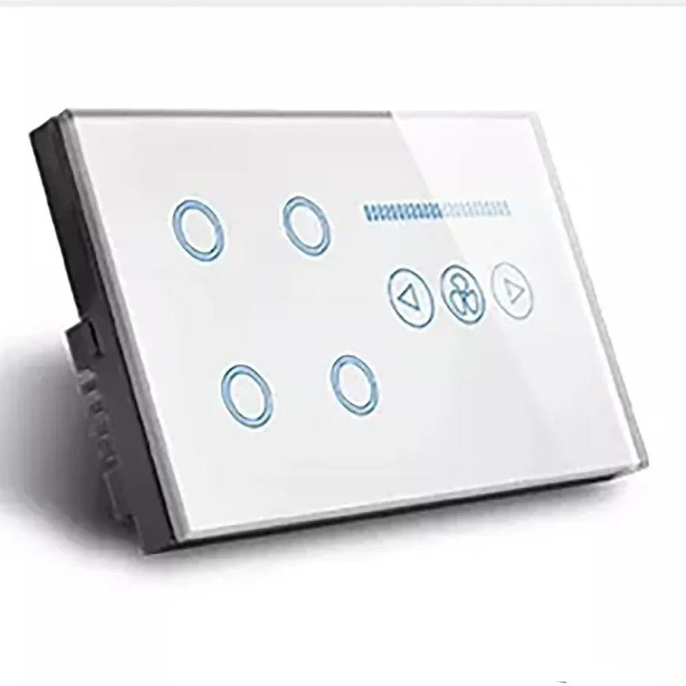 Tuya WiFi Smart Light Switch – 4 Gang Touch Panel, Fan Speed Dimmer, Power Metering, Alexa & Google Home Compatible