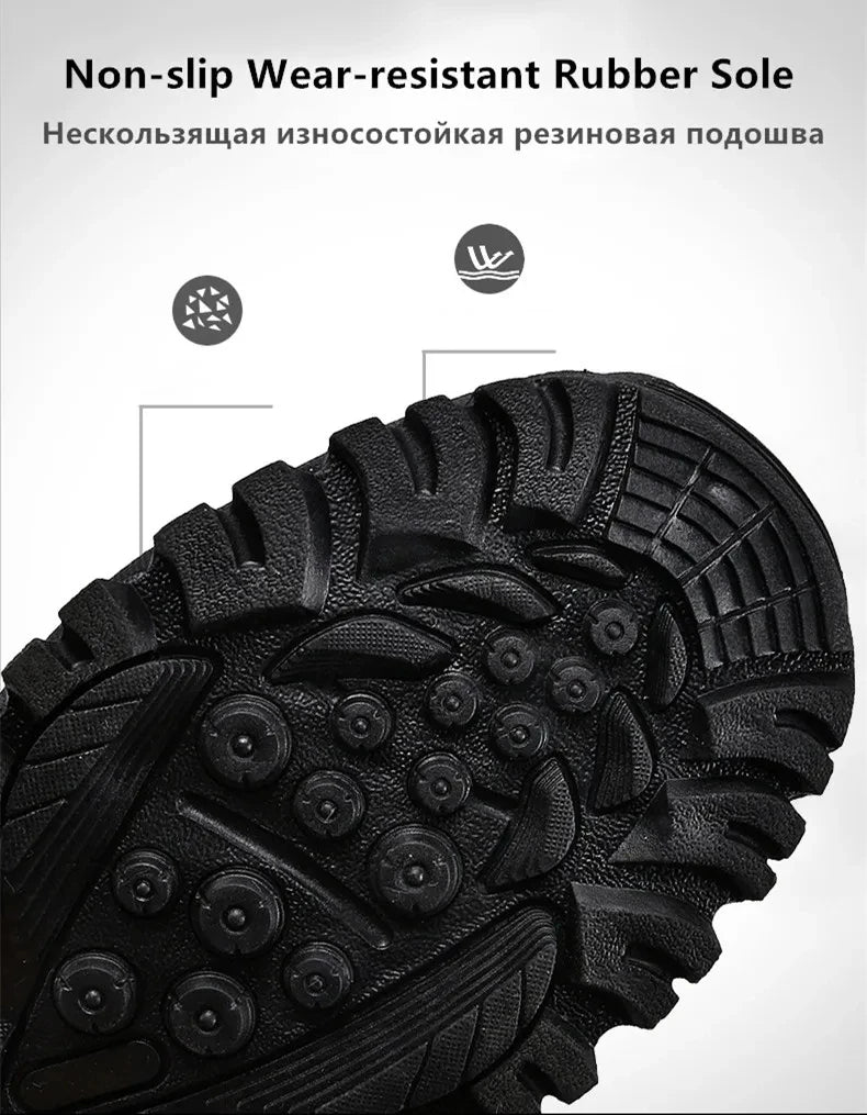 Men's Warm Plush Snow Boots - Lace Up Waterproof High Top, Anti-Slip Winter Boots for Casual & Work Wear