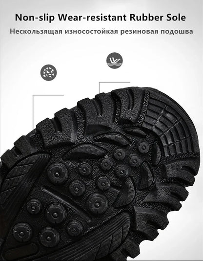 Men's Warm Plush Snow Boots - Lace Up Waterproof High Top, Anti-Slip Winter Boots for Casual & Work Wear