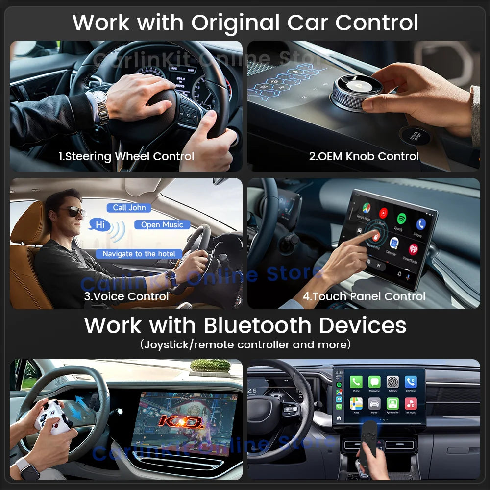 Carlinkit Android 13 TV Box - Wireless CarPlay and Android Auto Adapter with 8+128GB, LED Display - Supports YouTube, Netflix, IPTV, Spotify, GPS
