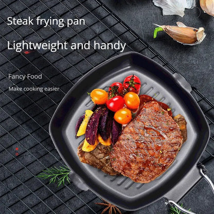 Foldable Portable Grill Pan – Double-Mouth Steak Pan with Anti-Scald Wooden Handle for Outdoor Cooking