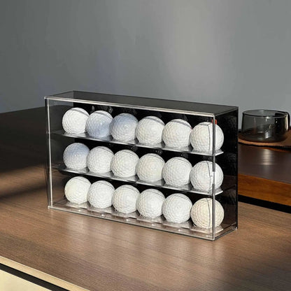 Acrylic Golf Ball Display Case 3-Layer Storage Box – Tabletop Cabinet Rack Holder for Collectors, Sports Memorabilia and Gift Decoration Organizer