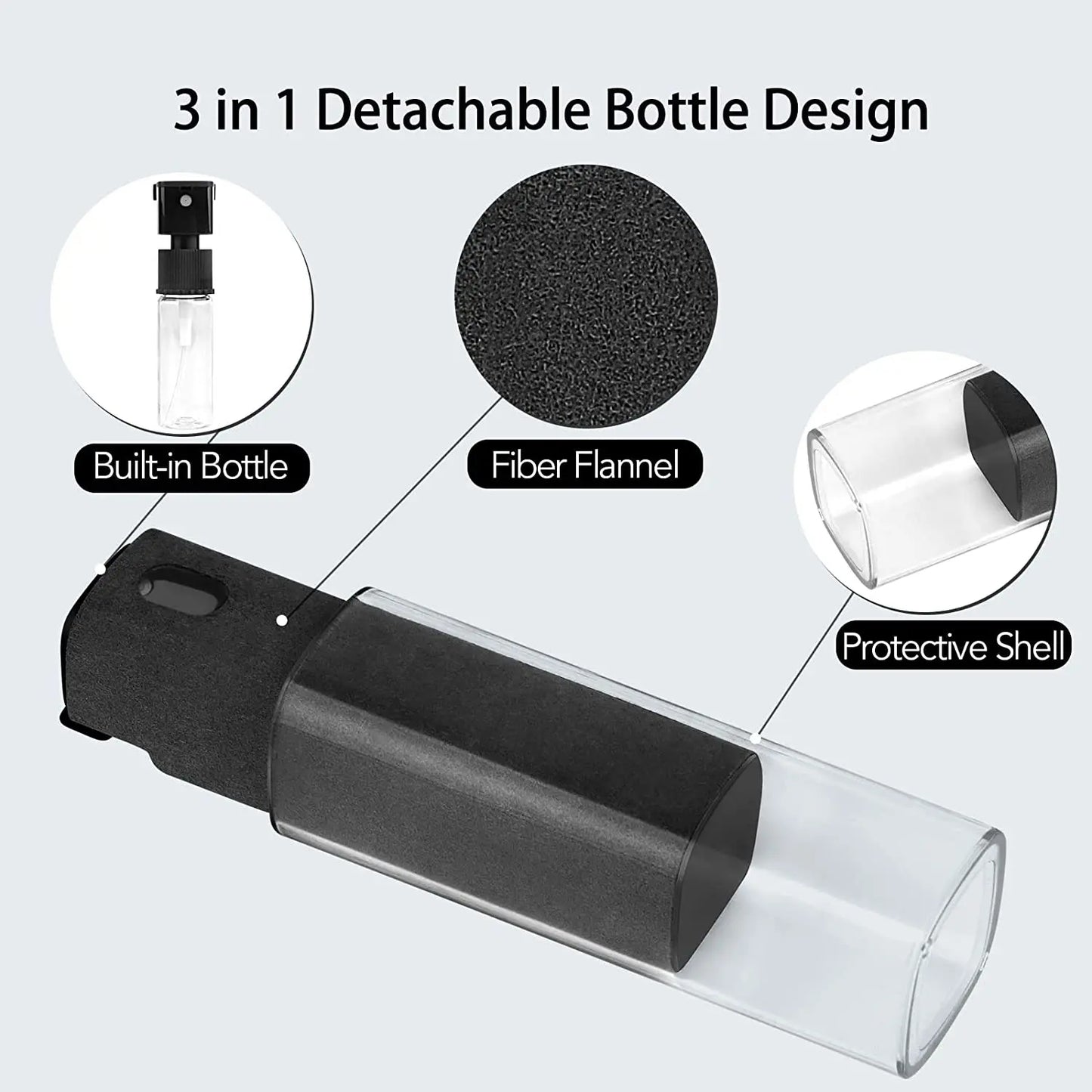 2-in-1 Phone Screen Cleaner Spray & Dust Remover Tool with Microfiber Cloth for iPhone, iPad, and More