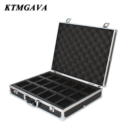 Aluminum Alloy Watch Storage Box – 10/12/18 Grid Large Capacity Black Jewelry Organizer Gift