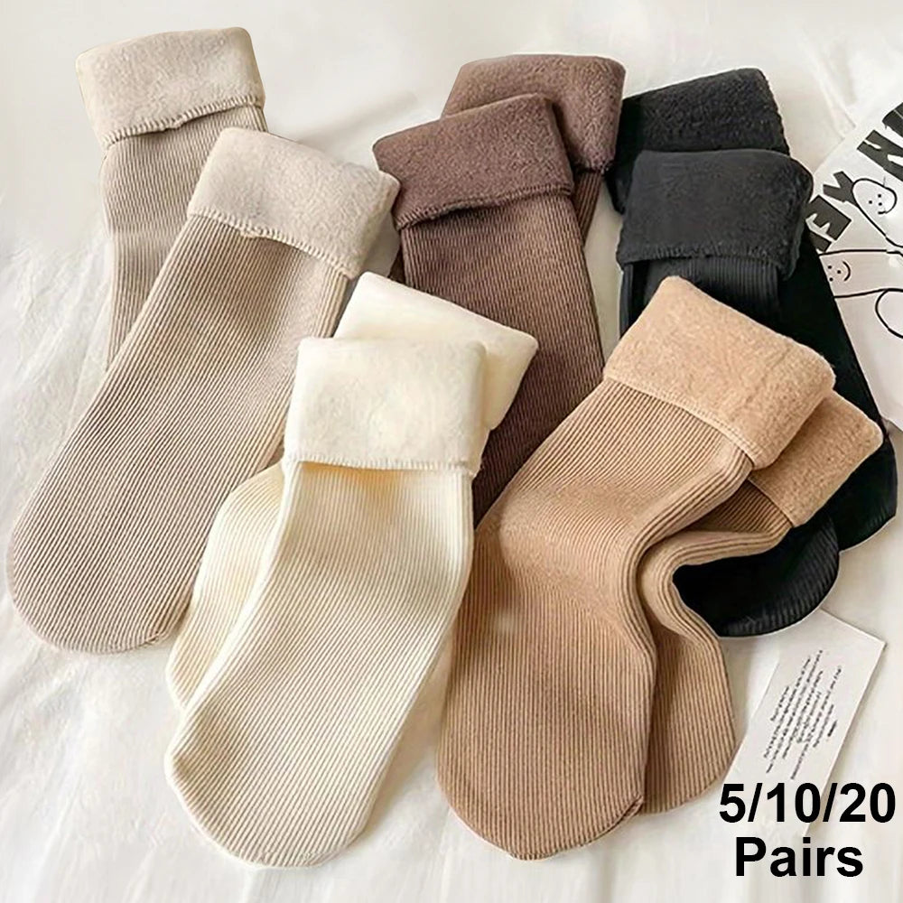 5/10/20 Pairs Women’s Winter Warm Socks — Thick Thermal Cashmere Wool Short Socks for Boots & Home