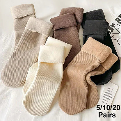 5/10/20 Pairs Women’s Winter Warm Socks — Thick Thermal Cashmere Wool Short Socks for Boots & Home