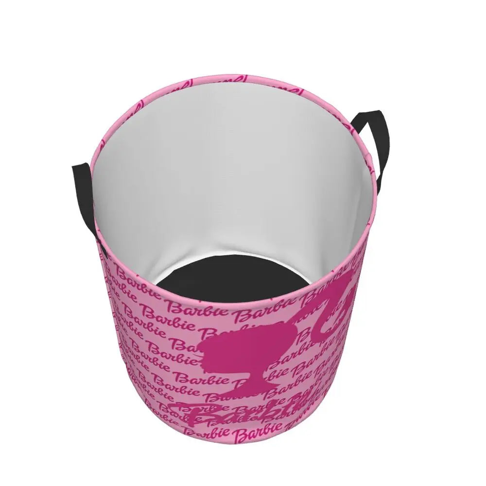 Custom Barbie Logo Laundry Basket – Collapsible Large Capacity Clothes Storage Bin, Disney Baby Hamper