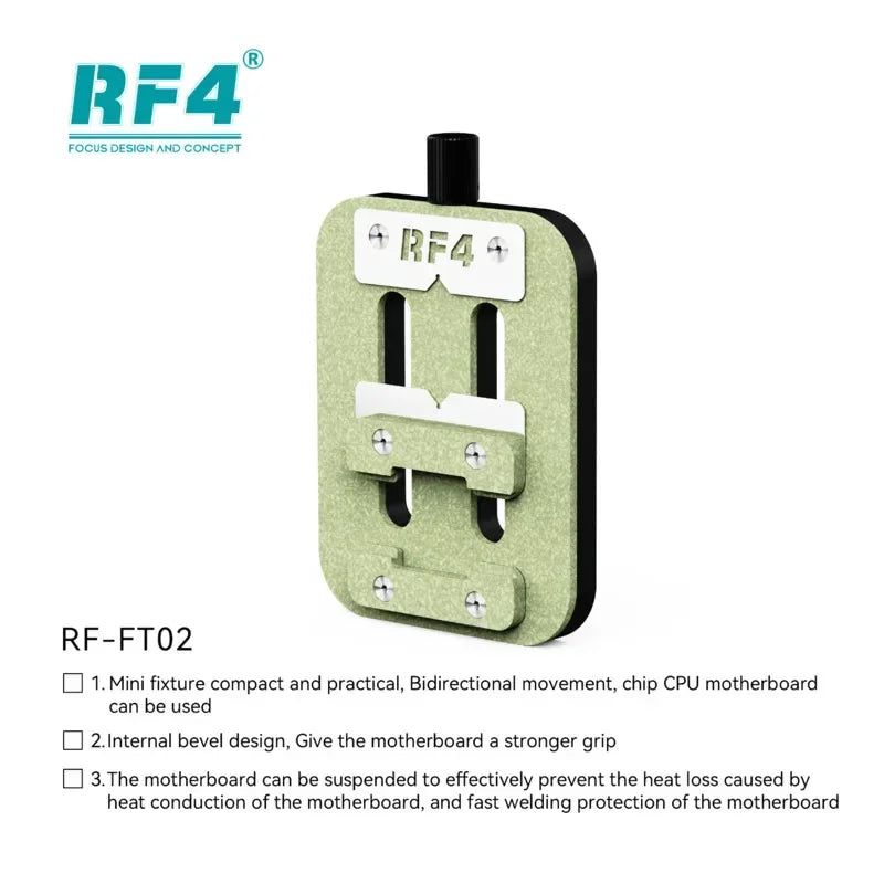 RF4 FT02 Universal PCB Holder – Precision Mainboard Fixture with Adjustable Clamp for IC Chip Repair & Soldering