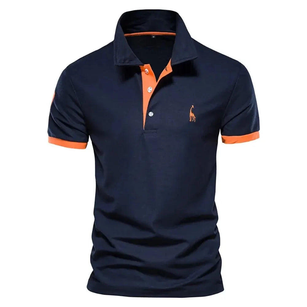 Men's Giraffe Embroidered Polo Shirt - Short Sleeve Casual Business Summer Top