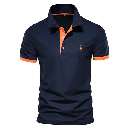 Men's Giraffe Embroidered Polo Shirt - Short Sleeve Casual Business Summer Top