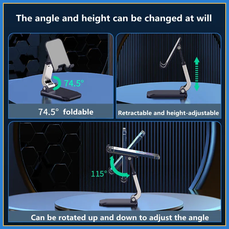 Foldable Desktop Mobile Phone Stand - Portable Holder Bracket for iPad, iPhone 13, X, and Smartphones, Tablet Support for Your Desk