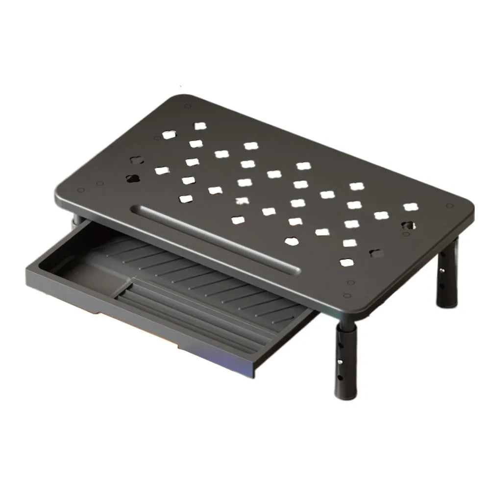 3-Level Adjustable Computer Monitor Riser – Steel Laptop Stand with Airflow Vents & Heavy-Duty Load Bearing