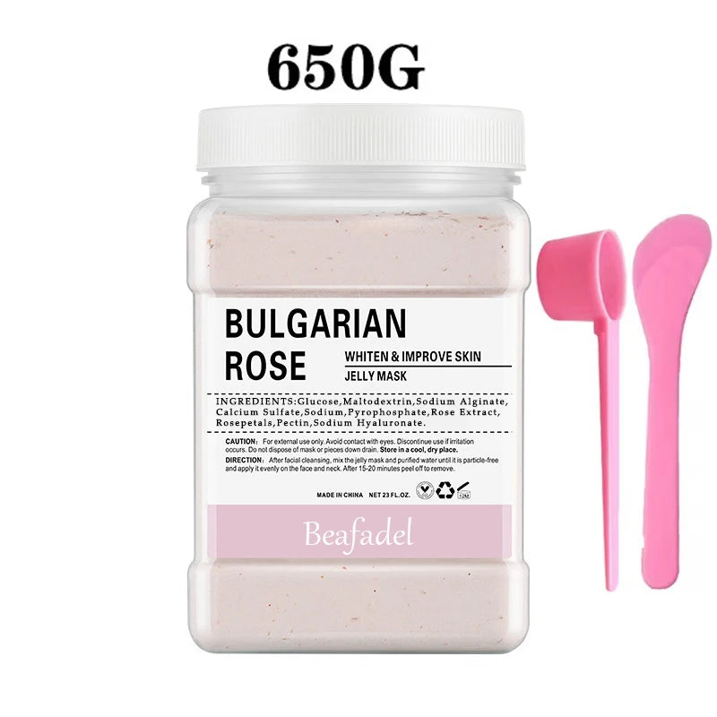 650g Rose Jelly Peel-Off Facial Mask Powder – Collagen Hydroplastic Crystal Skin Care Mask for Face Treatment