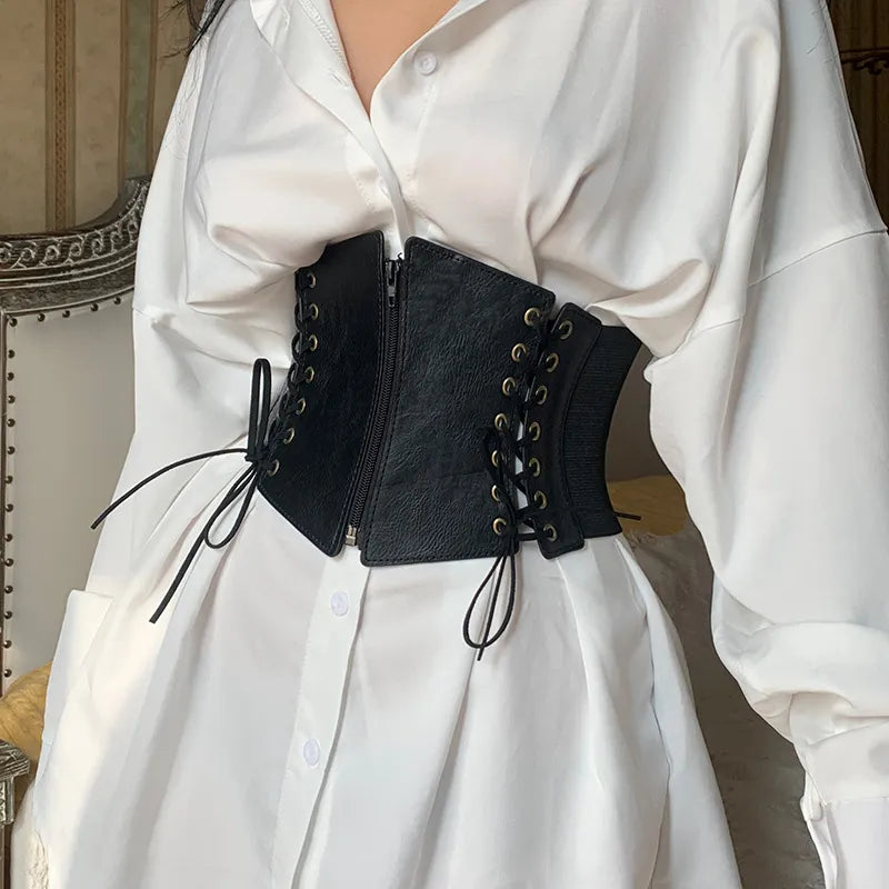 Elevate Your Style: Fashion Women's Corset Wide Belt - Pu Leather Slimming Body Waistband, Elastic High Waist Belt for Gothic Dress Girdle
