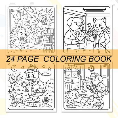 Crime Scenes Cute & Cozy Coloring Book - 24-Page Adorable Creepy Creatures Halloween DIY Drawing Book for Adults