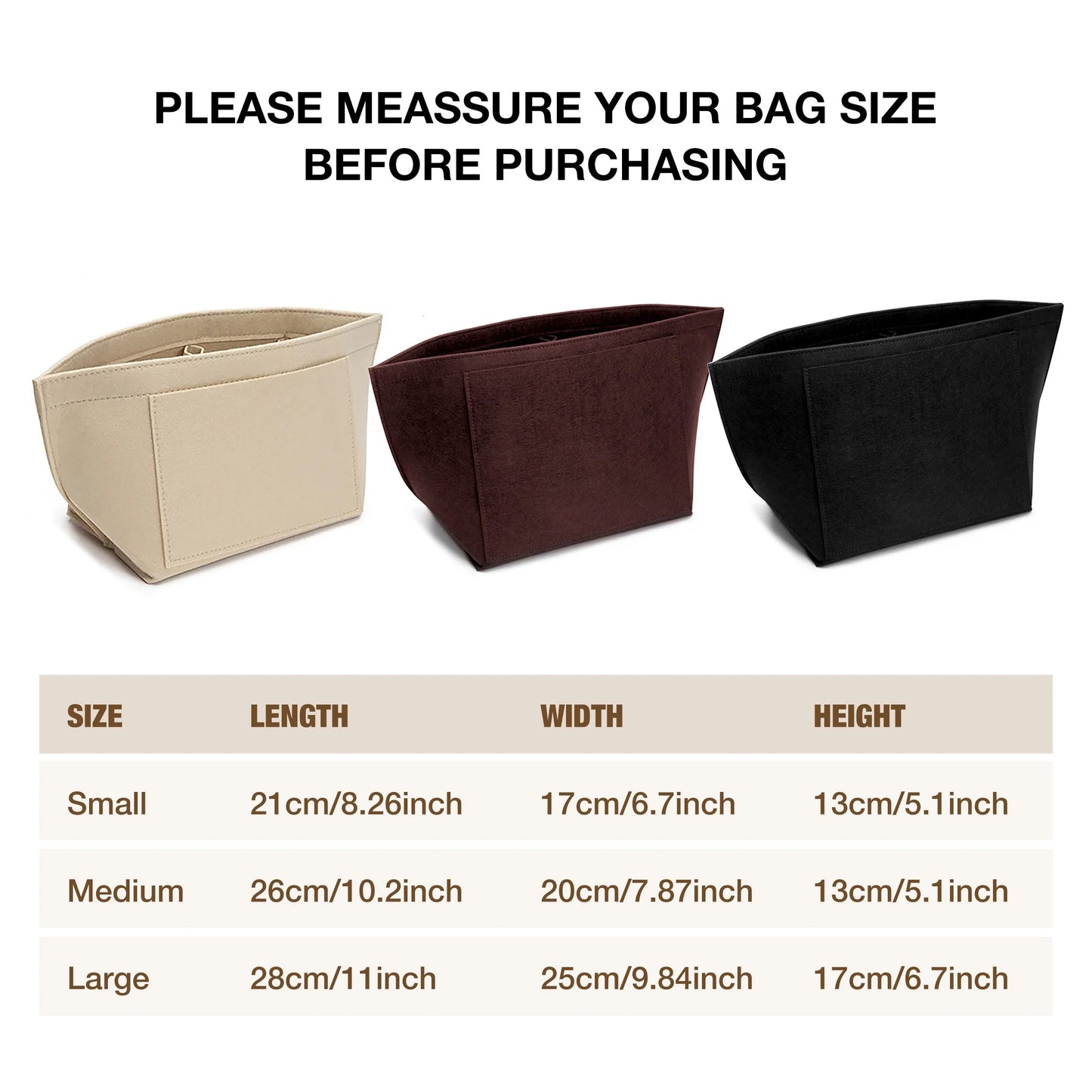 Felt Insert Bag for Longchamp Handbags — Portable Purse Organizer & Makeup Bag Liner for Travel