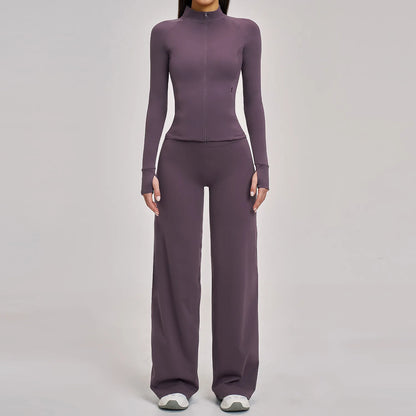 Women’s 2/3PCS Yoga Set – Long Sleeve Sports Bra & High Waist Leggings Gym Workout Tracksuit Fitness Athletic Wear Outfit