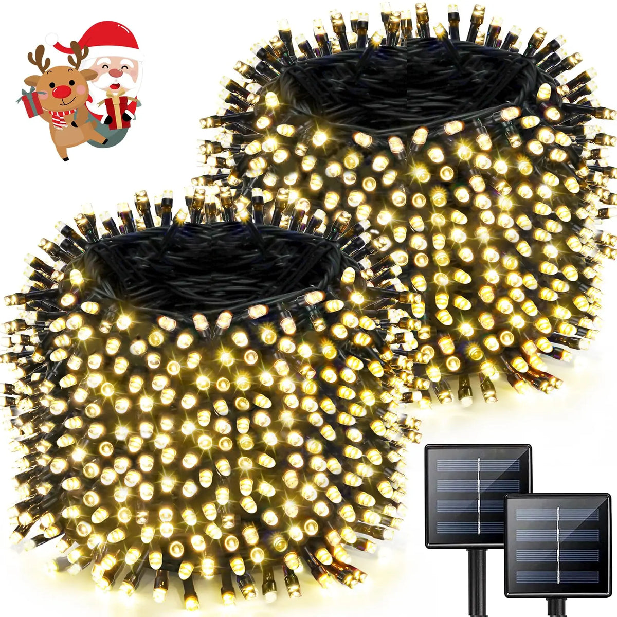 LED Solar Fairy Lights - IP65 Waterproof Outdoor String Lights with 8 Lighting Modes for Christmas & Wedding Decor