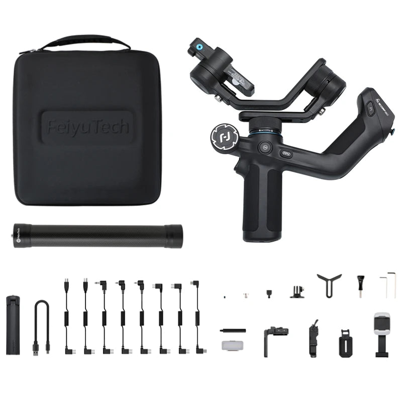 FeiyuTech SCORP Mini 2 Kit - 3-Axis Handheld Gimbal for Mirrorless Camera, Action Cam, Smartphone with AI Tracker, 1.2kg Load Capacity