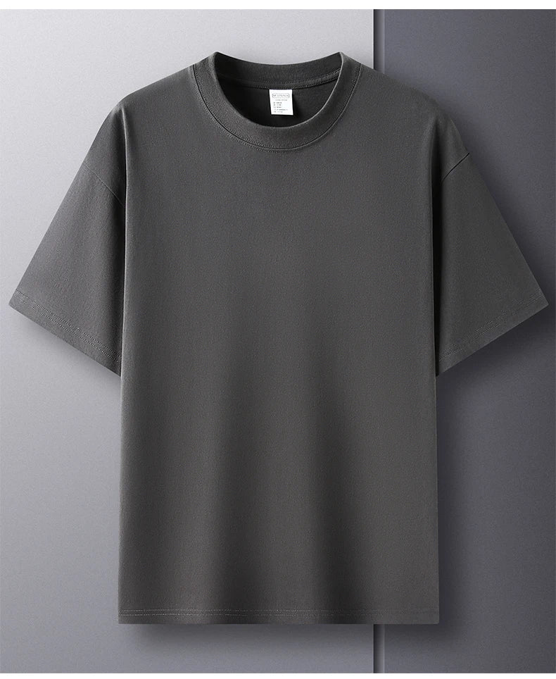 100% Pure Cotton Men’s Summer T-Shirt – High-End Short Sleeve Round Neck Breathable Fashion Top