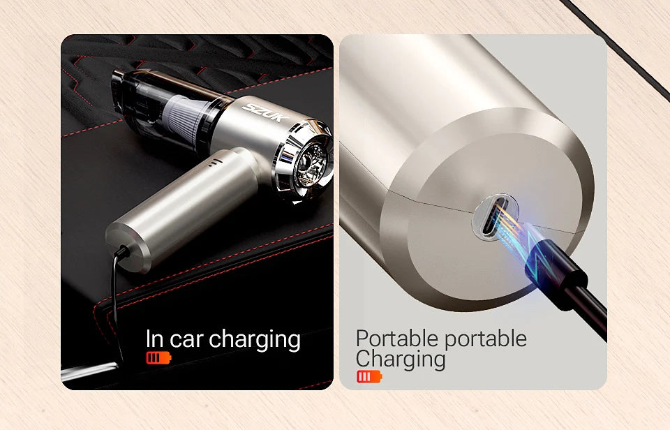 SZUK C012MAX Car Vacuum Cleaner – Strong Suction Wireless Portable Handheld Blower for Home and Car Cleaning