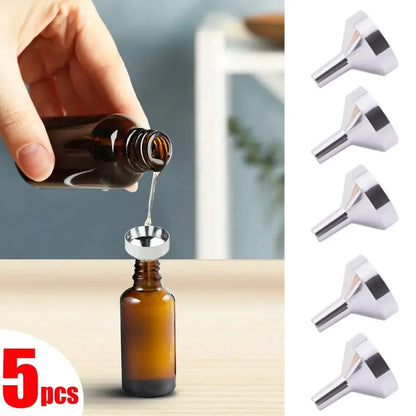 5Pcs Stainless Steel Mini Funnel Set - Kitchen Oil and Liquid Funnel with Detachable Filter, Wide Mouth for Canning Tools