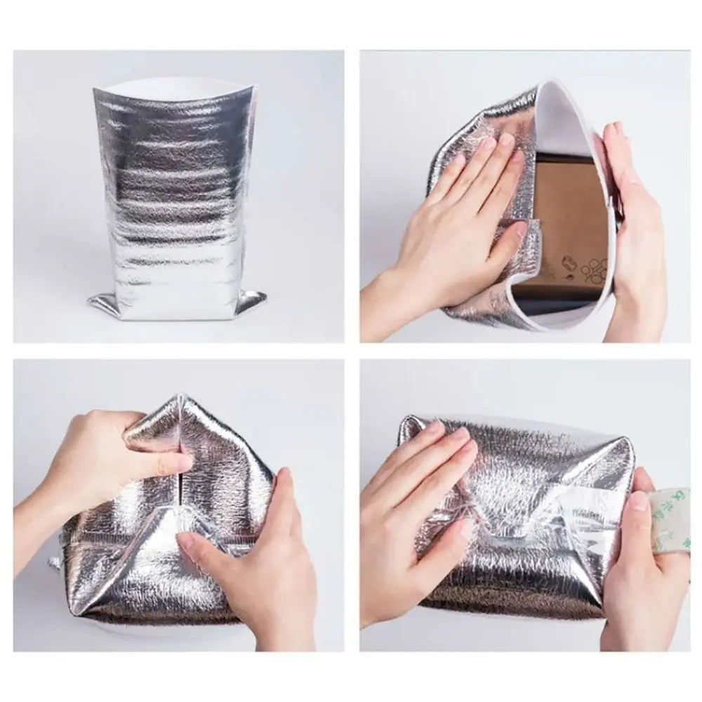 Aluminum Foil Cooler Bag – Insulated Folding Thermal Picnic Bag, Portable Food and Drink Delivery Carrier