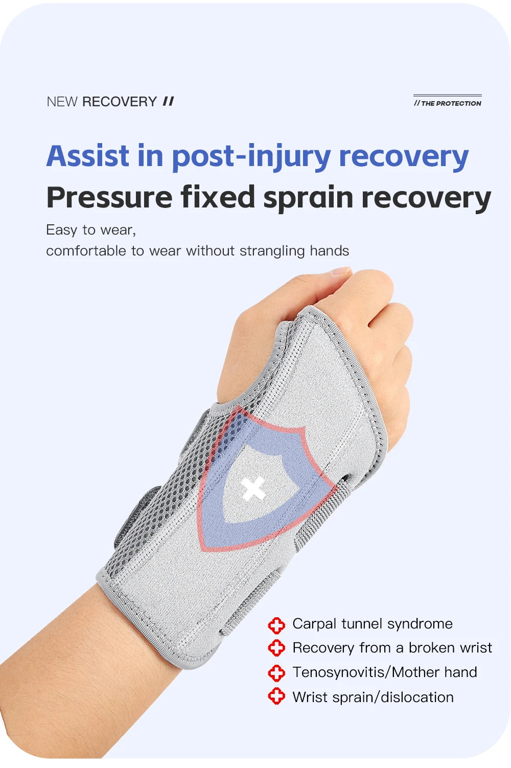 Wrist Brace for Carpal Tunnel — Hand Support with Splints for Arthritis, Tendonitis, Sprains & Wrist Pain, 1PC