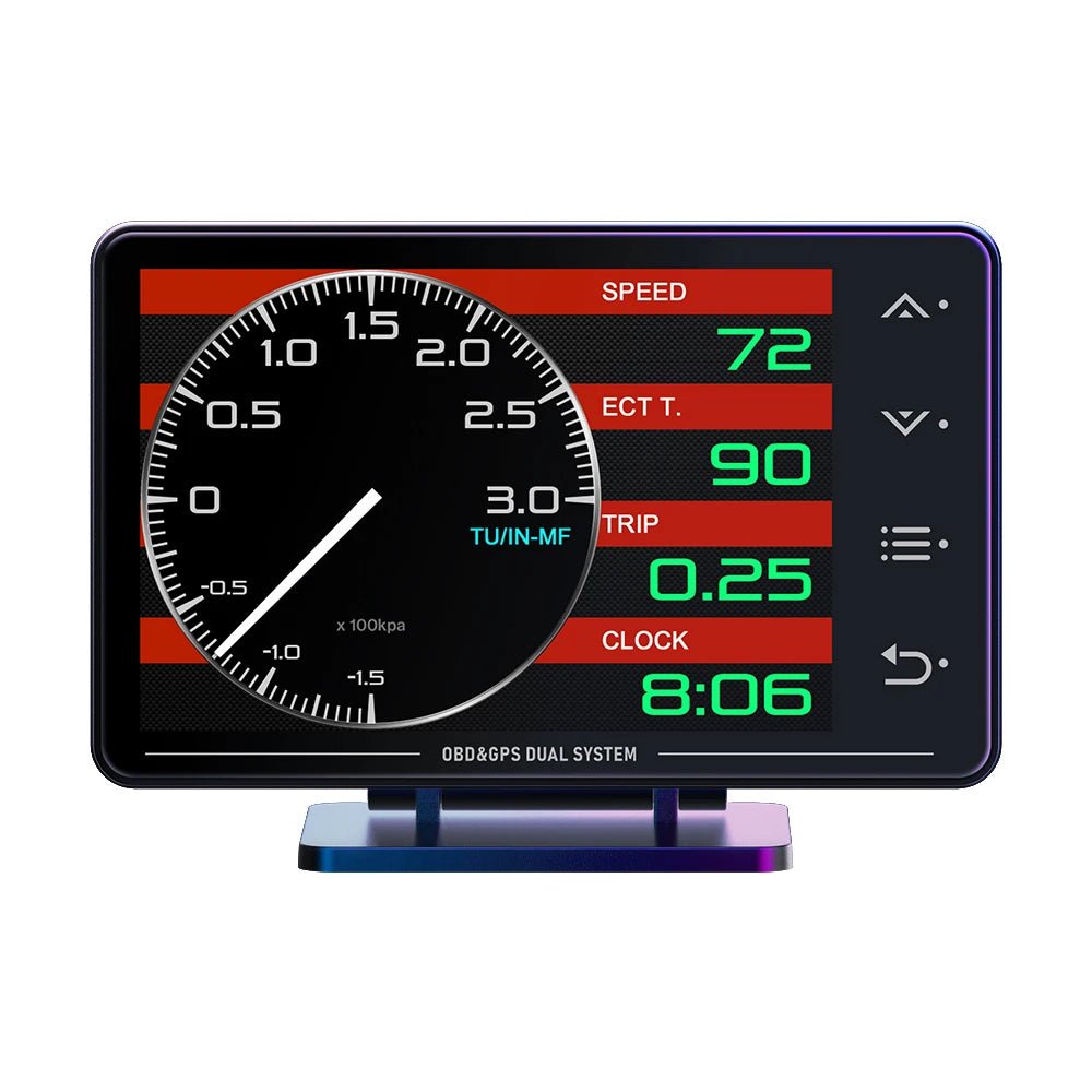 XS HUD Car Gauge – Multi-Function OBD+GPS Display for Water Temp, Turbo, Oil Pressure & Oil Temp Head-Up Display