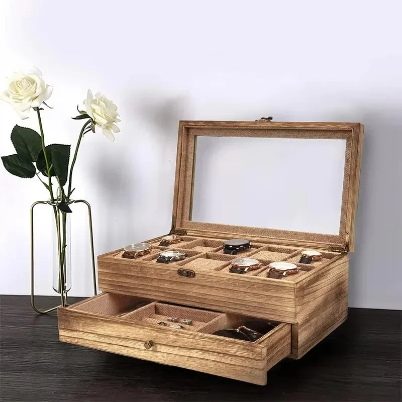 10-Slot Wooden Watch Box – Men’s & Women’s Watch Storage and Display Rack