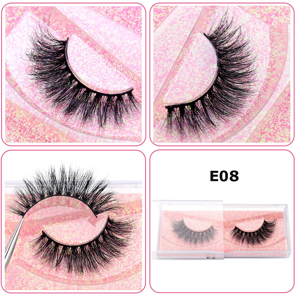 3D Real Mink False Eyelashes – Thick Handmade Strip Lashes with Glitter Packing for Makeup Beauty D101