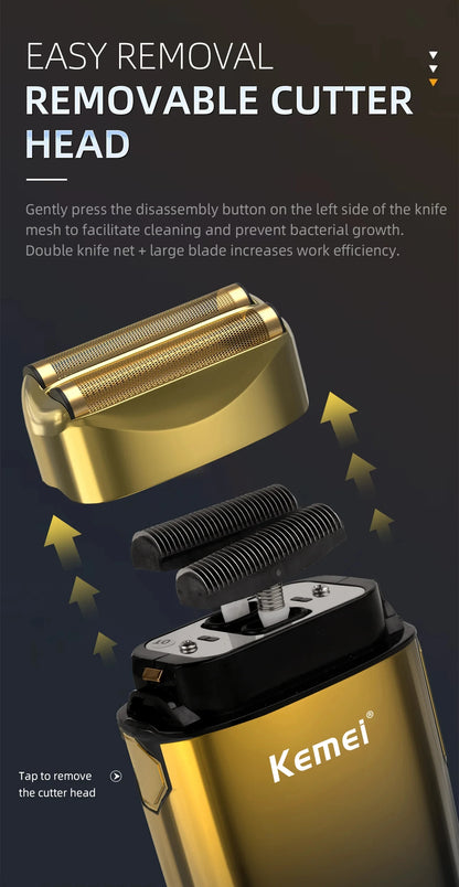 Kemei TX10 New Electric Shaver with LED Display Screen Rechargeable Hair Beard Razor Bald Head Shaving for Men