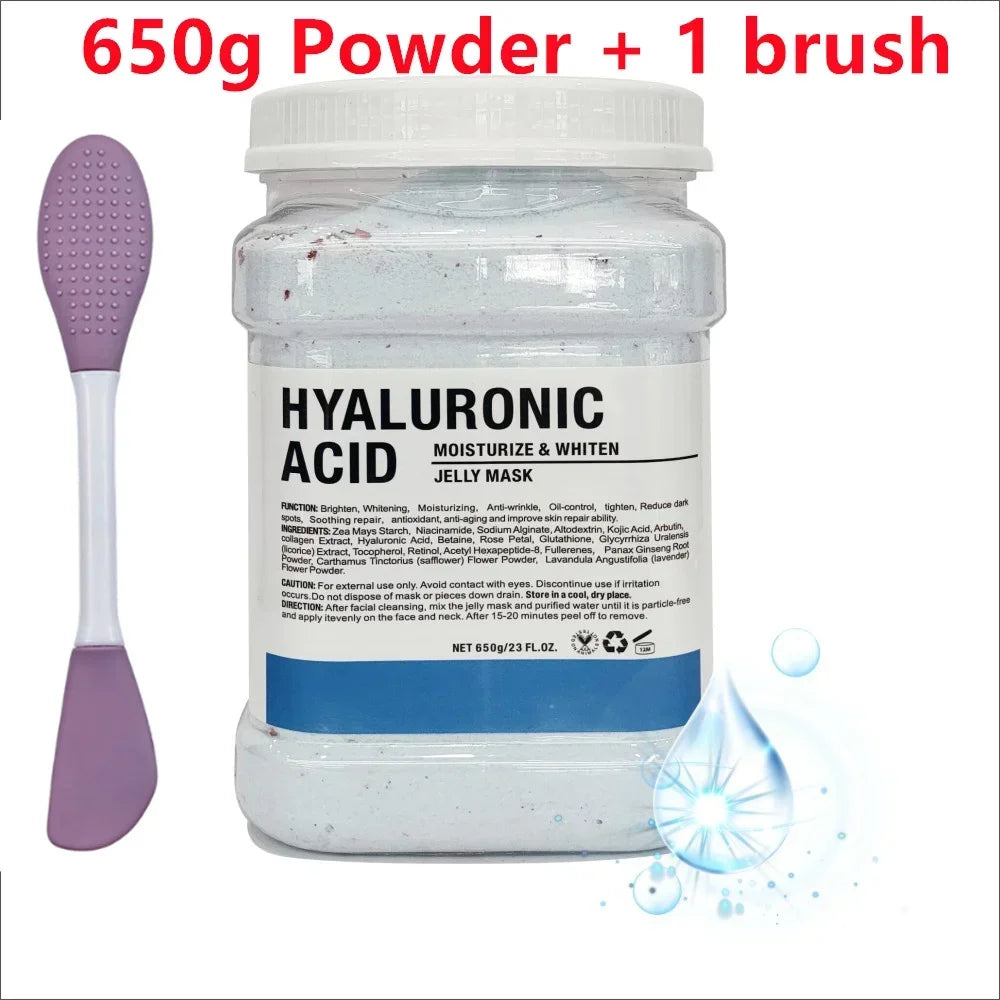 650g Chamomile & Hyaluronic Acid Facial Mask Powder – Moisturizing Rose Jelly Skin Care Mask with Silicone Brush for Elasticity Boost