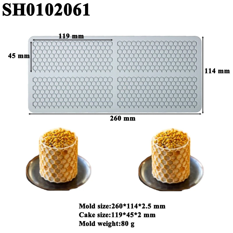 Hollow Chocolate Chips Silicone Baking Mold — Leaf & Honeycomb Design Sugarcraft Lace Mat for Dessert Decoration