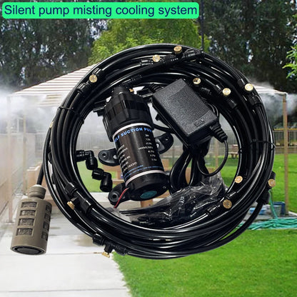 24V Quiet Misting Kit – Low Pressure Pump Spray System with Fog Nozzles for Dust Removal, Cooling & Humidification Watering System