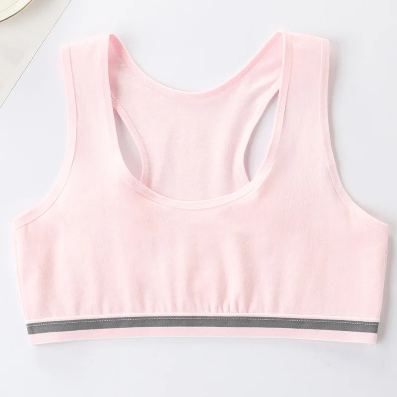 4Pcs Girls Cotton Training Bra Set - Wireless Puberty Underwear Vest Camisole for Kids & Teenage Girls
