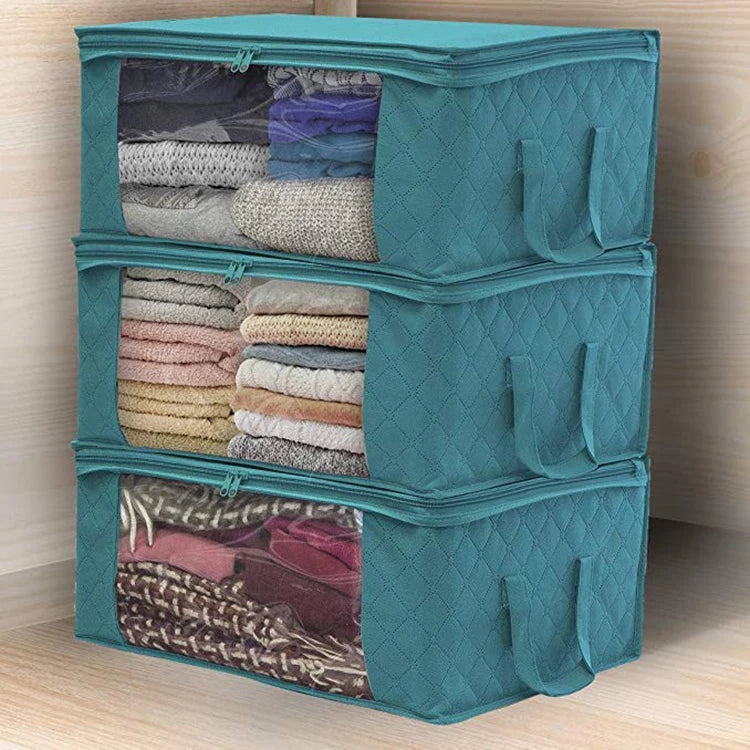 Large Capacity Foldable Clothing Storage Box — Non-Woven Fabric Organizer with Zipper for Quilts and Clothes