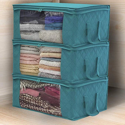 Large Capacity Foldable Clothing Storage Box — Non-Woven Fabric Organizer with Zipper for Quilts and Clothes