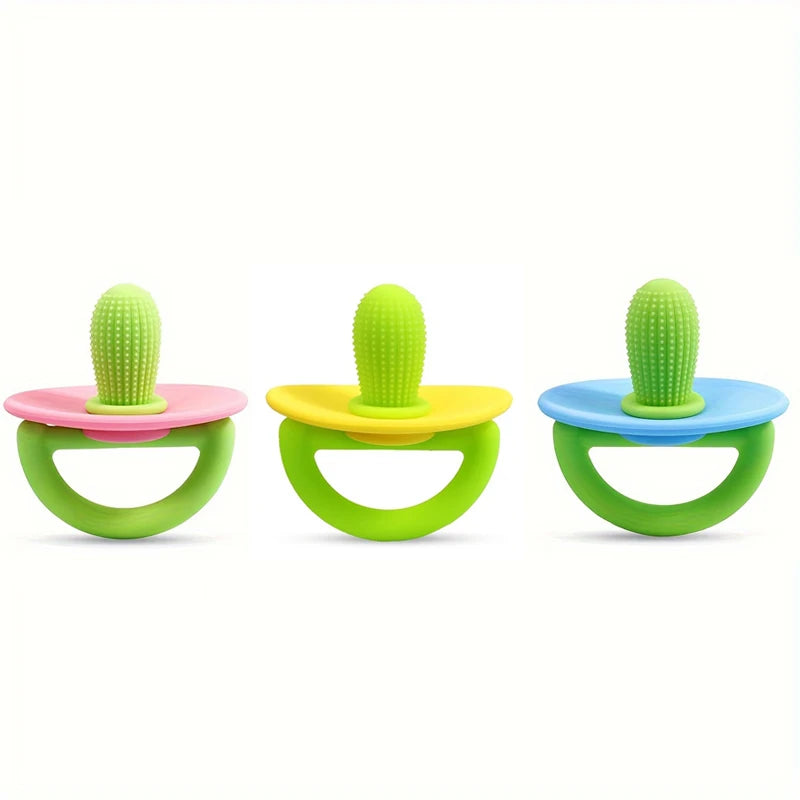 Silicone Teether Ring – Pacifier-Style Soft Teething Tool with Molar Massage Dots