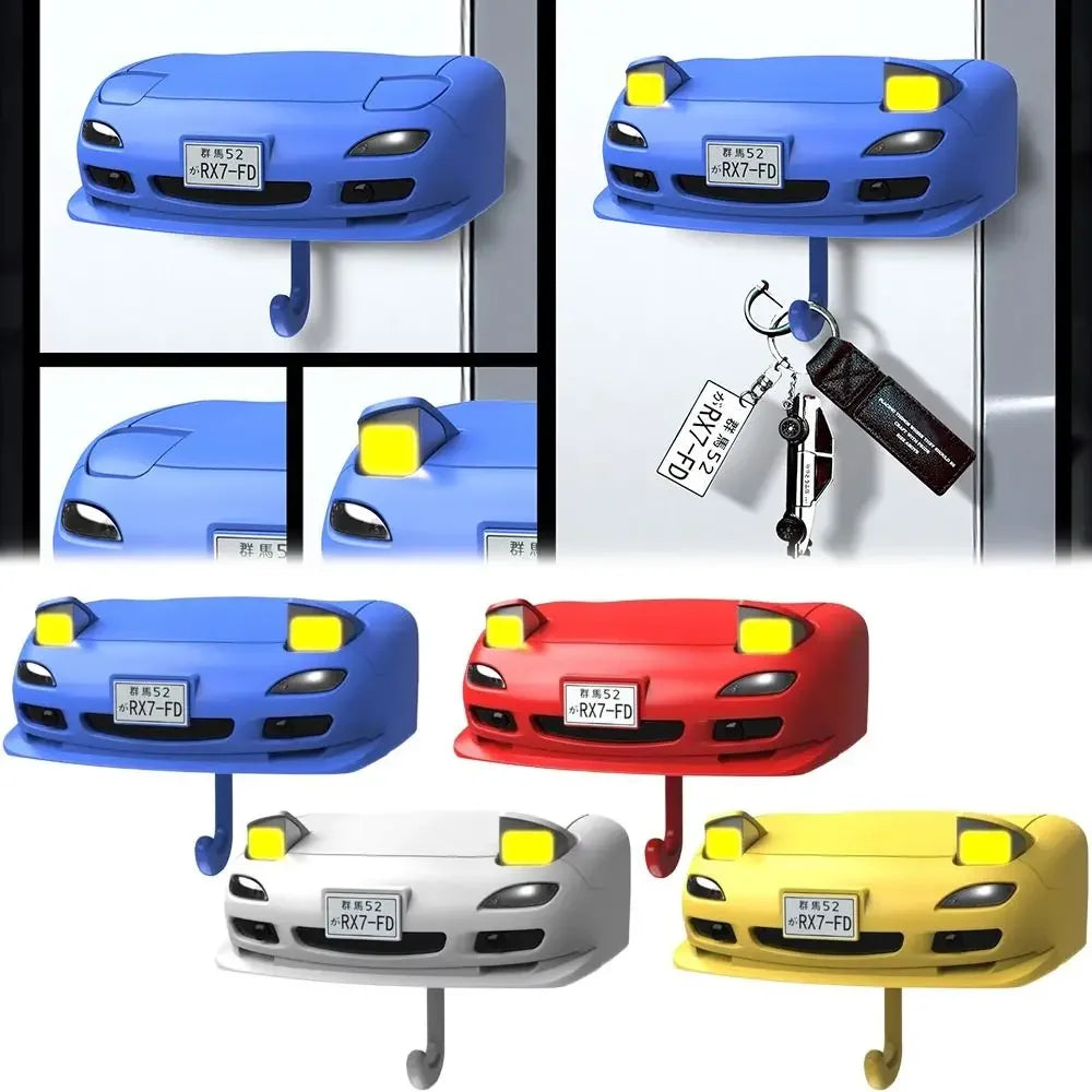 Car Headlight Initial Key Holder - Wall-Mounted Keychain Organizer and Entryway Key Hooks