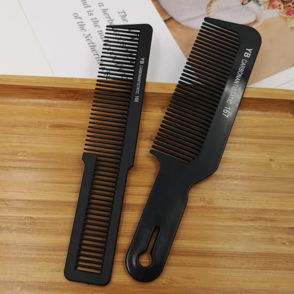 Black Flattop Hair Cutting Comb – Wide Tooth Professional Barber Hair Clipper & Salon Hairdressing Carbon Comb for Men