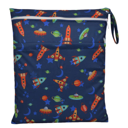 Sigzagor Wet & Dry Baby Diaper Bag – Waterproof Reusable Washable Nappy Bag with Double Zippers