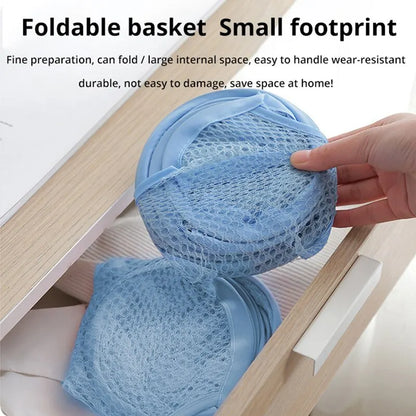 Blue Mesh Pop-Up Square Laundry Basket - Collapsible Toy Organizer Bag for Dorm - Dirty Clothes Storage Solution