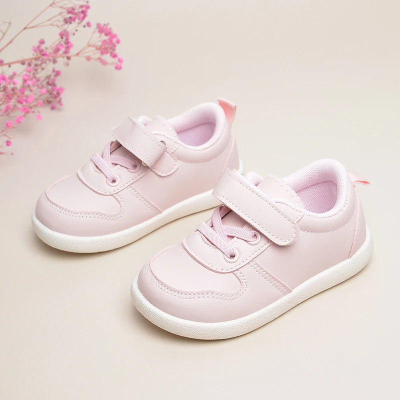 Girls Pink Low Top Sports Sneakers – Soft Casual Flat Shoes for Daily Outdoor Wear