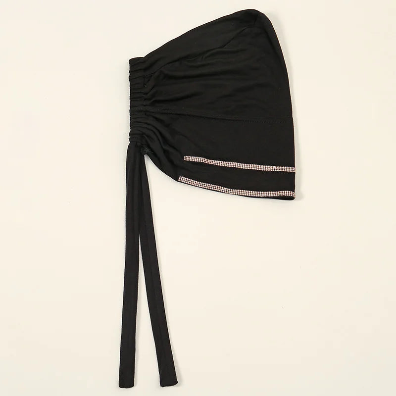 Women’s Modal Rhinestone Hijab Cap - Soft Muslim Turban Underscarf Bonnet for Secure Headwrap Styling