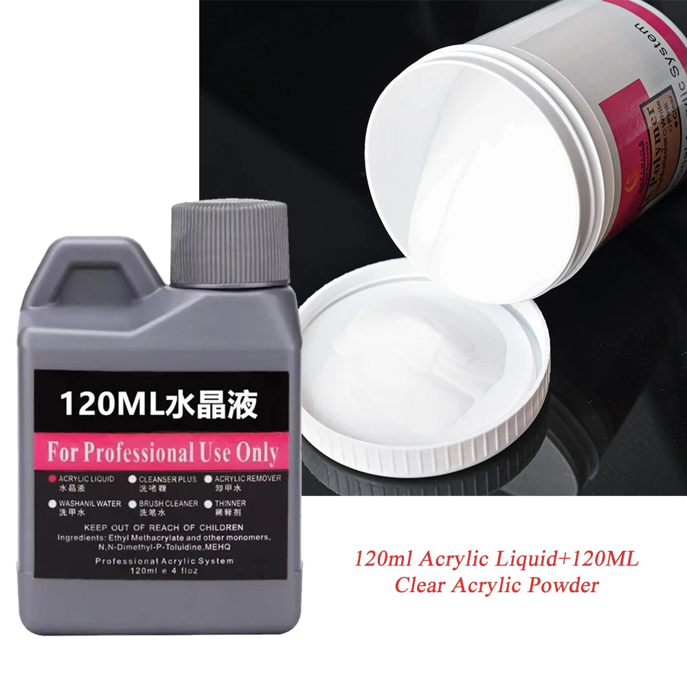 120ml EMA Polymer Acrylic Liquid & Powder - Pink Nail Builder for Dipping, Carving, Acrylic Powder, and Nail Tip Extensions